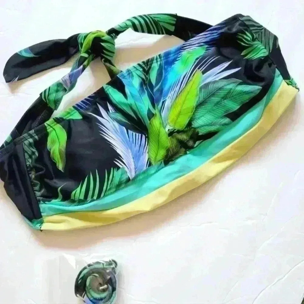 Salt + cove tropical print bikini top Size Large Swimwear Beach Bandeau